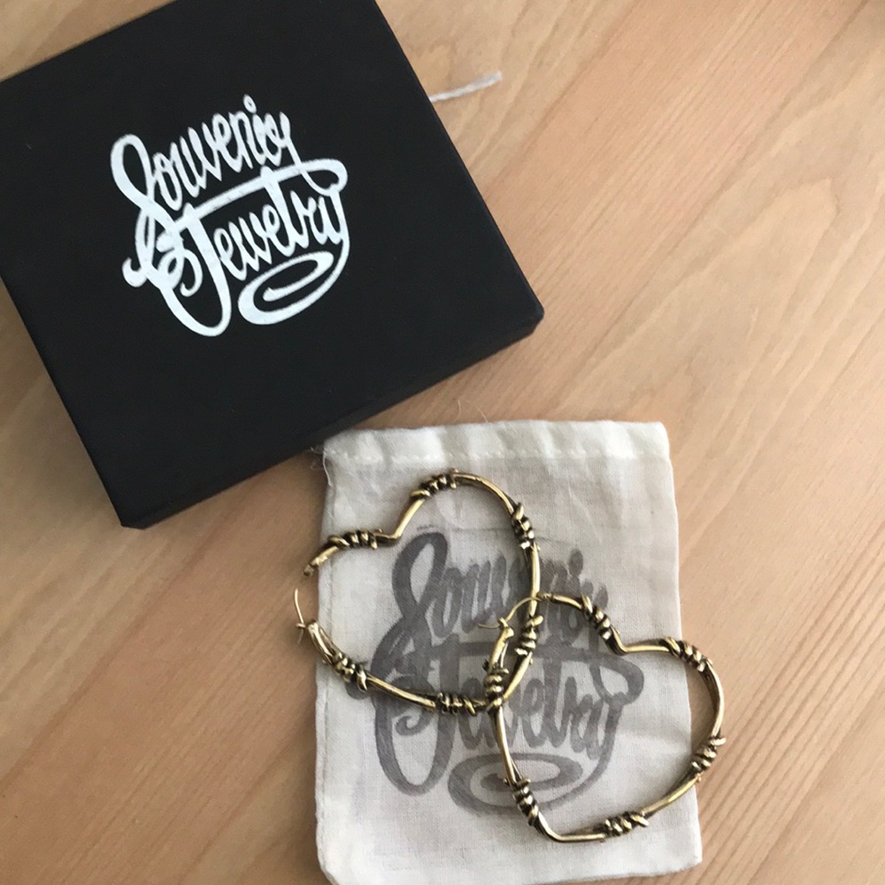 Barbed wire heart earrings